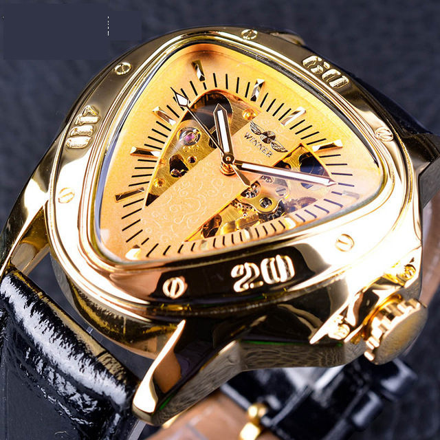 Watch Watch Hollow Triangle Automatic Mechanical Watch Men's Watch Men's Belt Watch Watch Waterproof